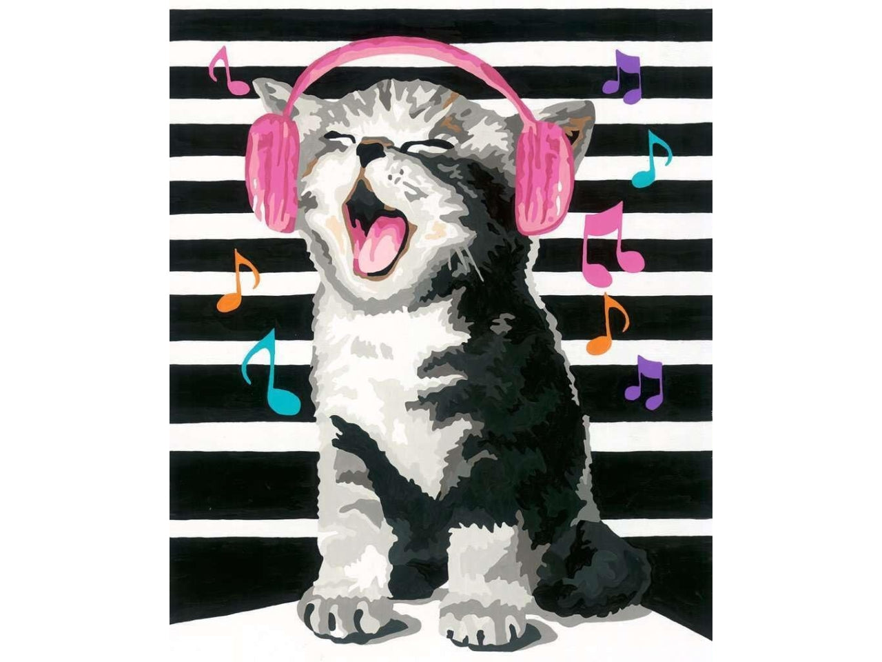 Ravensburger Creart, il gattino cantante, set per dipingere con i numeri, 21x31 cm per ragazzi dai 14+ anni