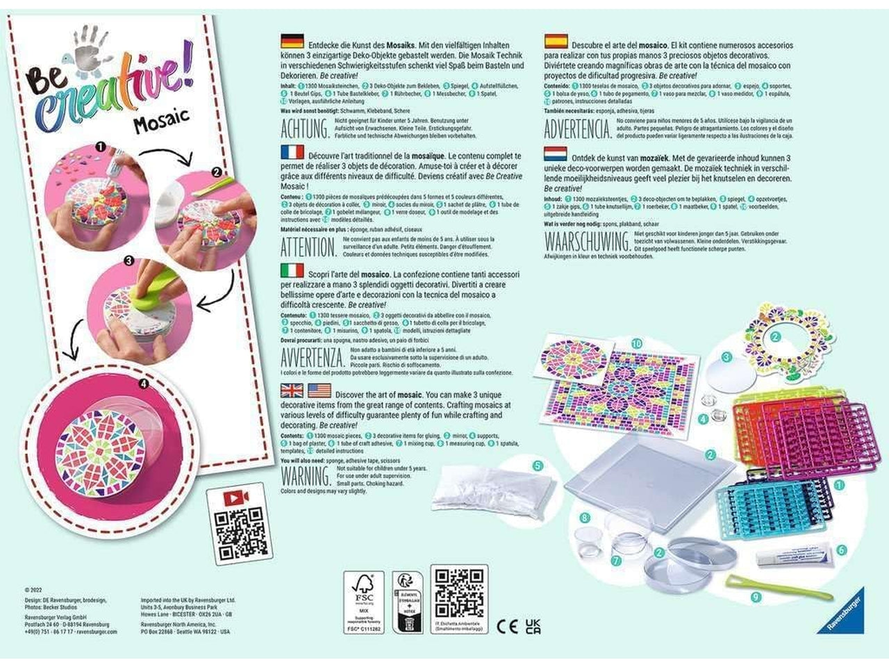 Ravensburger Be Creative mosaico, gioco creativo per bambini di 8+ anni $