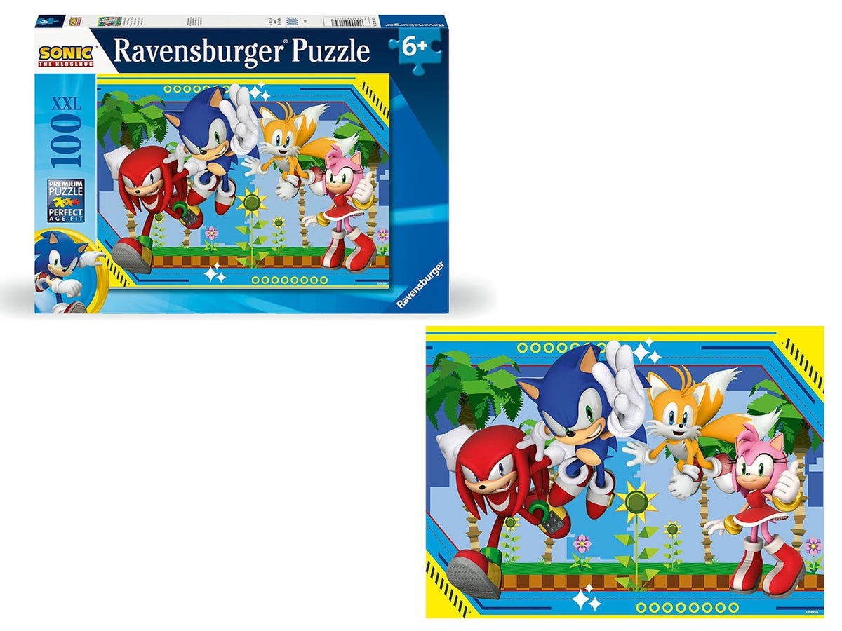 Puzzle 100 Pezzi XXL Sonic, Idea Regalo per Bambini 6+ Anni, Gioco Educativo - Ravensburger