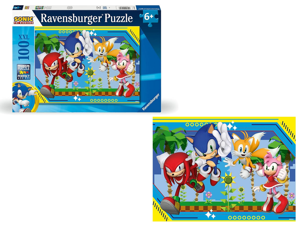 Puzzle 100 Pezzi XXL Sonic, Idea Regalo per Bambini 6+ Anni, Gioco Educativo - Ravensburger