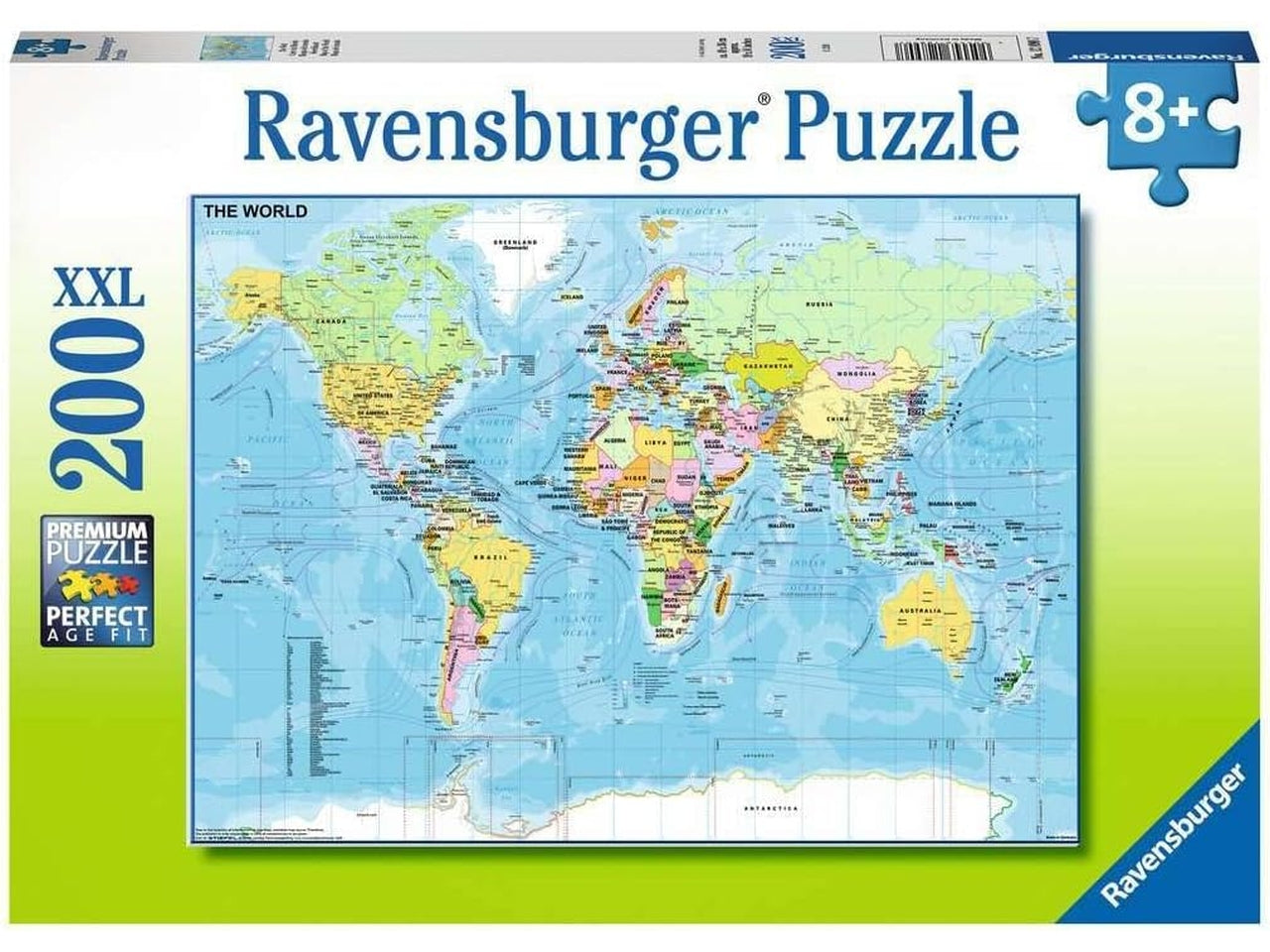 Puzzle Mappa del mondo, 200 Pezzi XXL, Età Raccomandata 8+ Anni - Ravensburger
