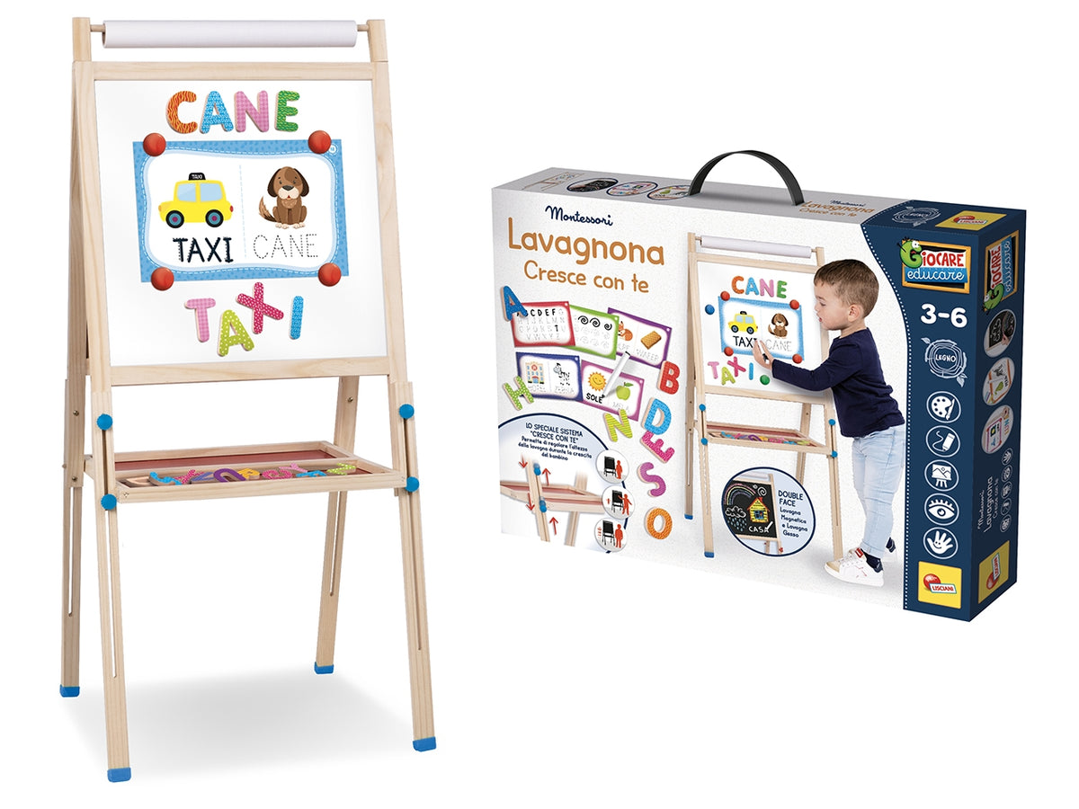Montessori lavagnona legno cresce con te