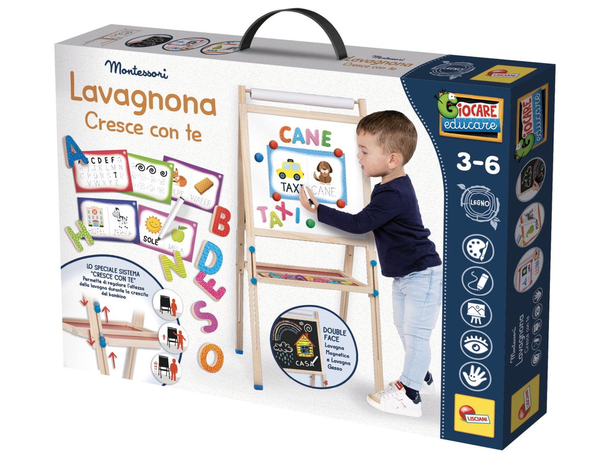 Montessori lavagnona legno cresce con te