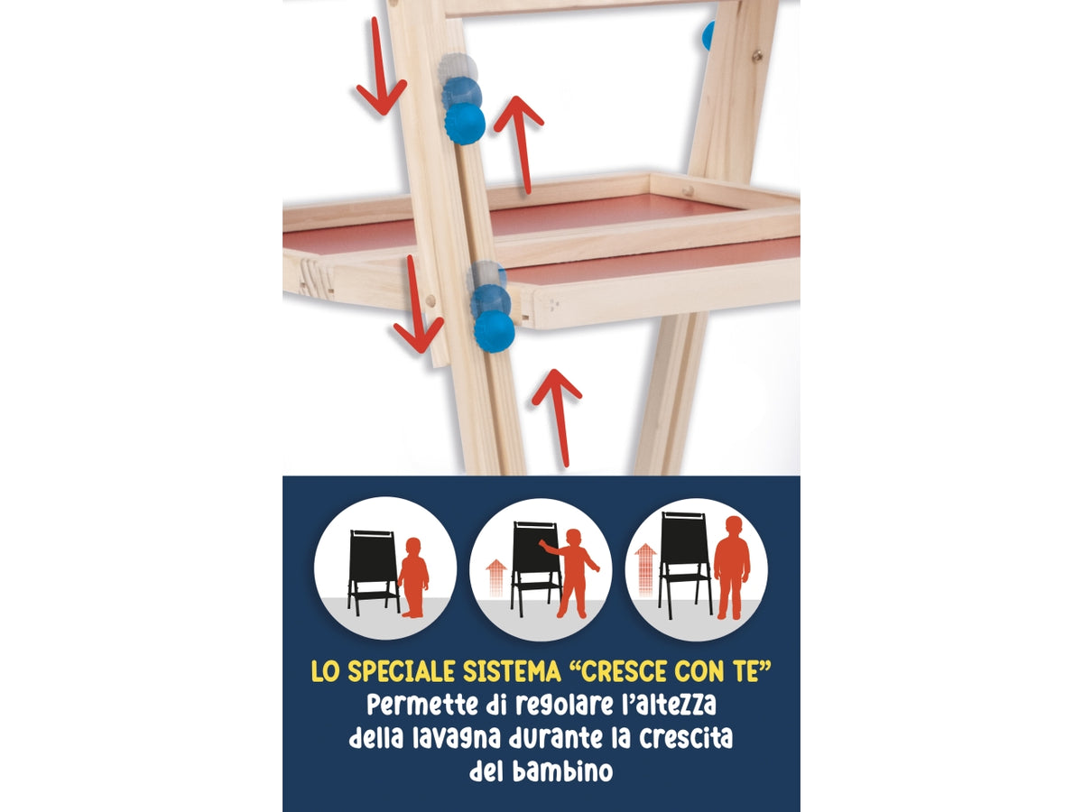 Montessori lavagnona legno cresce con te