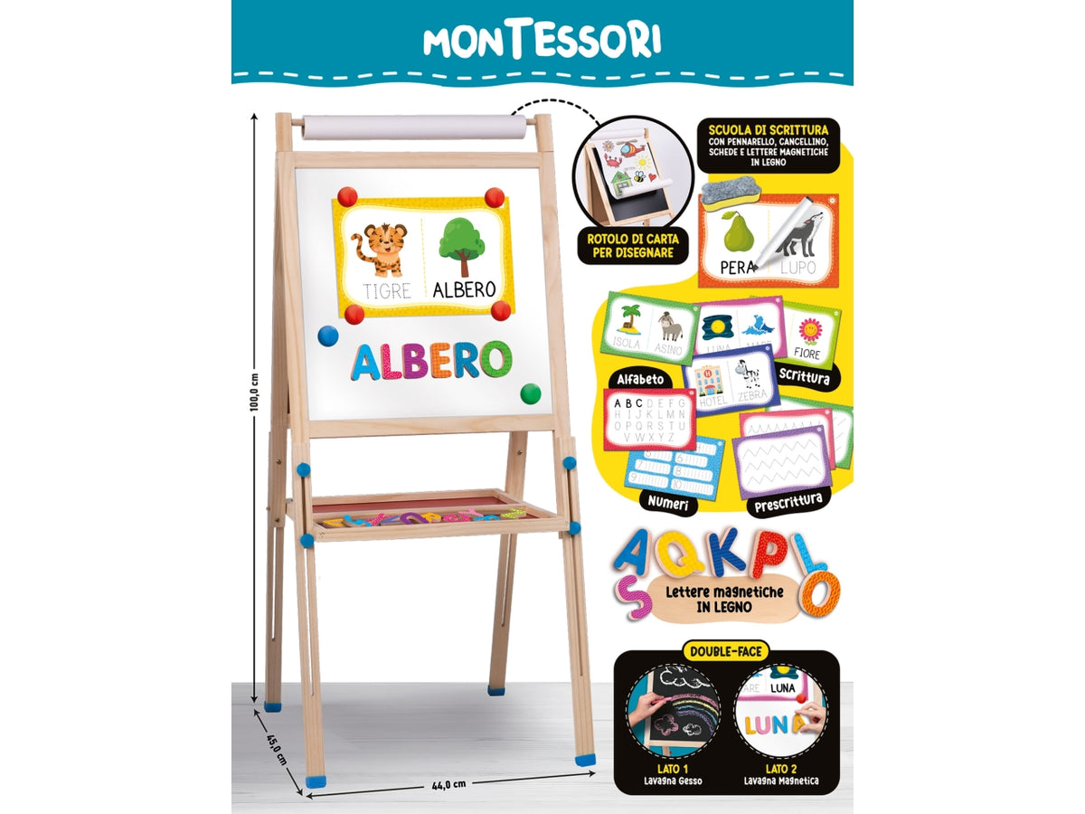 Montessori lavagnona legno cresce con te