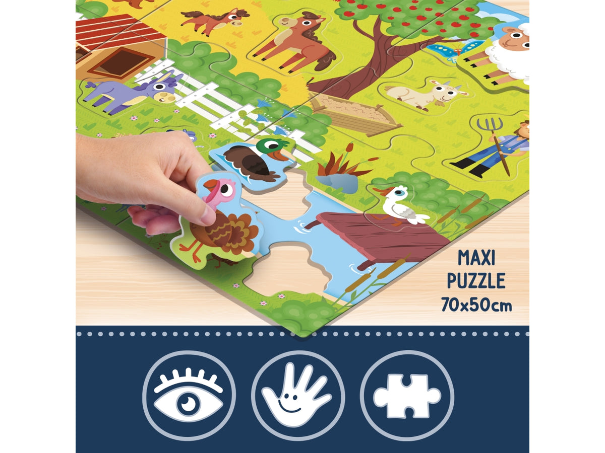 Montessori la fattoria gioco tattile con maxi puzzle, per bambini dai 3-6 anni lisciani