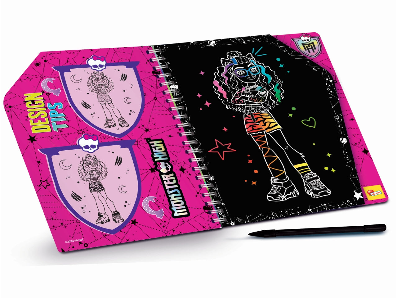 Monster high libro con spirale colorato da grattare più penna per bambine 4+ - Lisciani