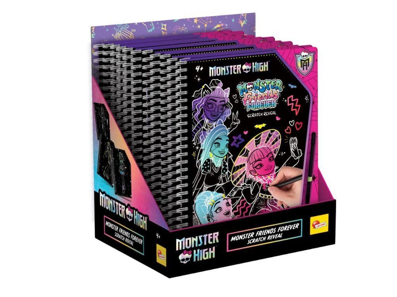 Monster high libro con spirale colorato da grattare più penna per bambine 4+ - Lisciani