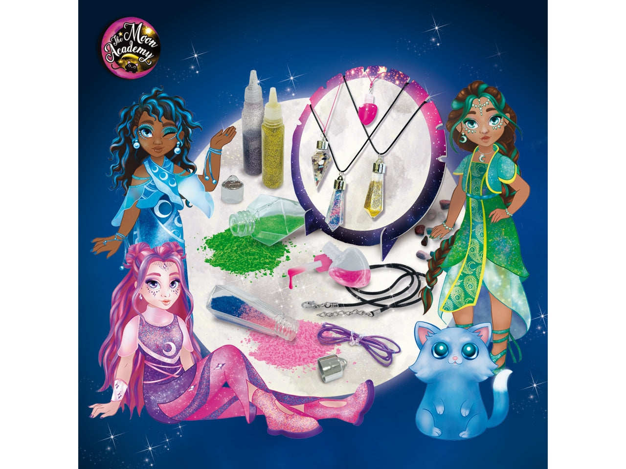 Gioco Creativo The Moon Academy Moon Crystal Pendants - Multicolor, per Bambini da 7 Anni, Lisciani