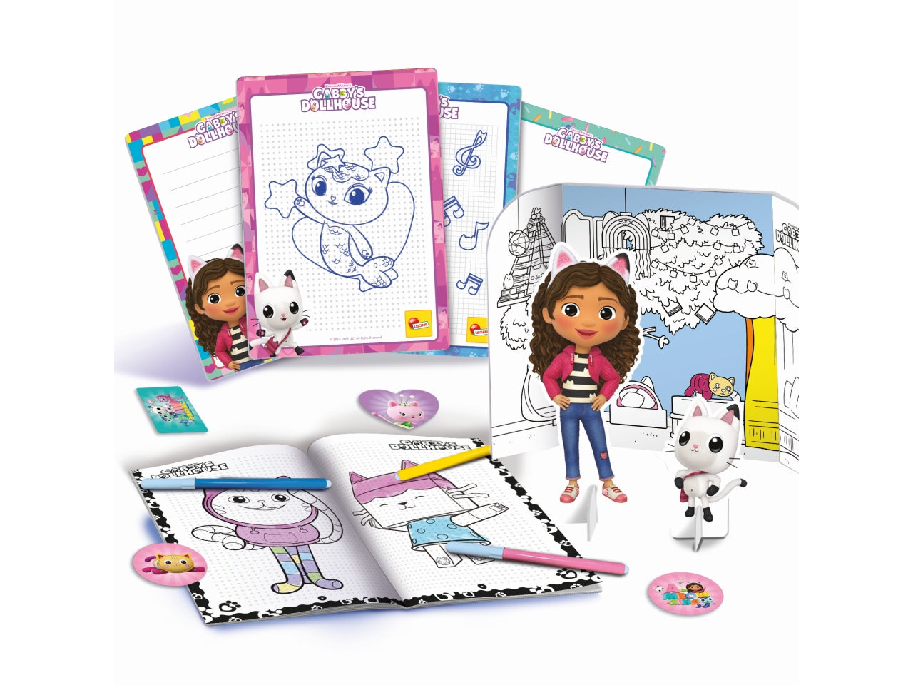 Gioco Creativo Gabby's Dollhouse Zainetto Coloring and Drawing School - Multicolor, per Bambini da 4 Anni, Lisciani