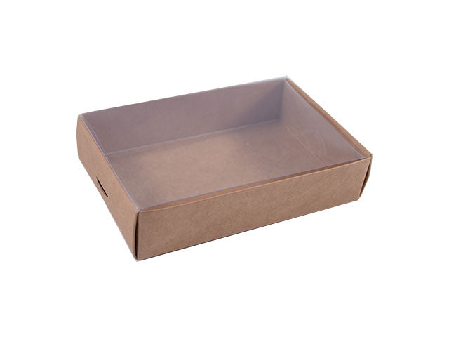 Scatola avana dolcezze con coperchio trasparente 15x10x3,5cm