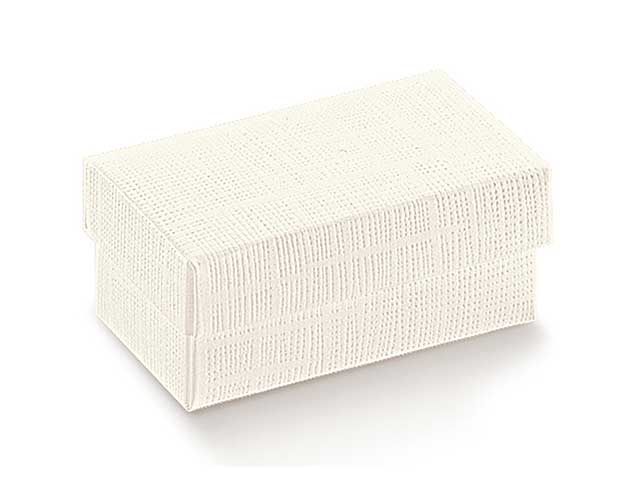 Scatola seta bianco con coperchio 20x20x6cm
