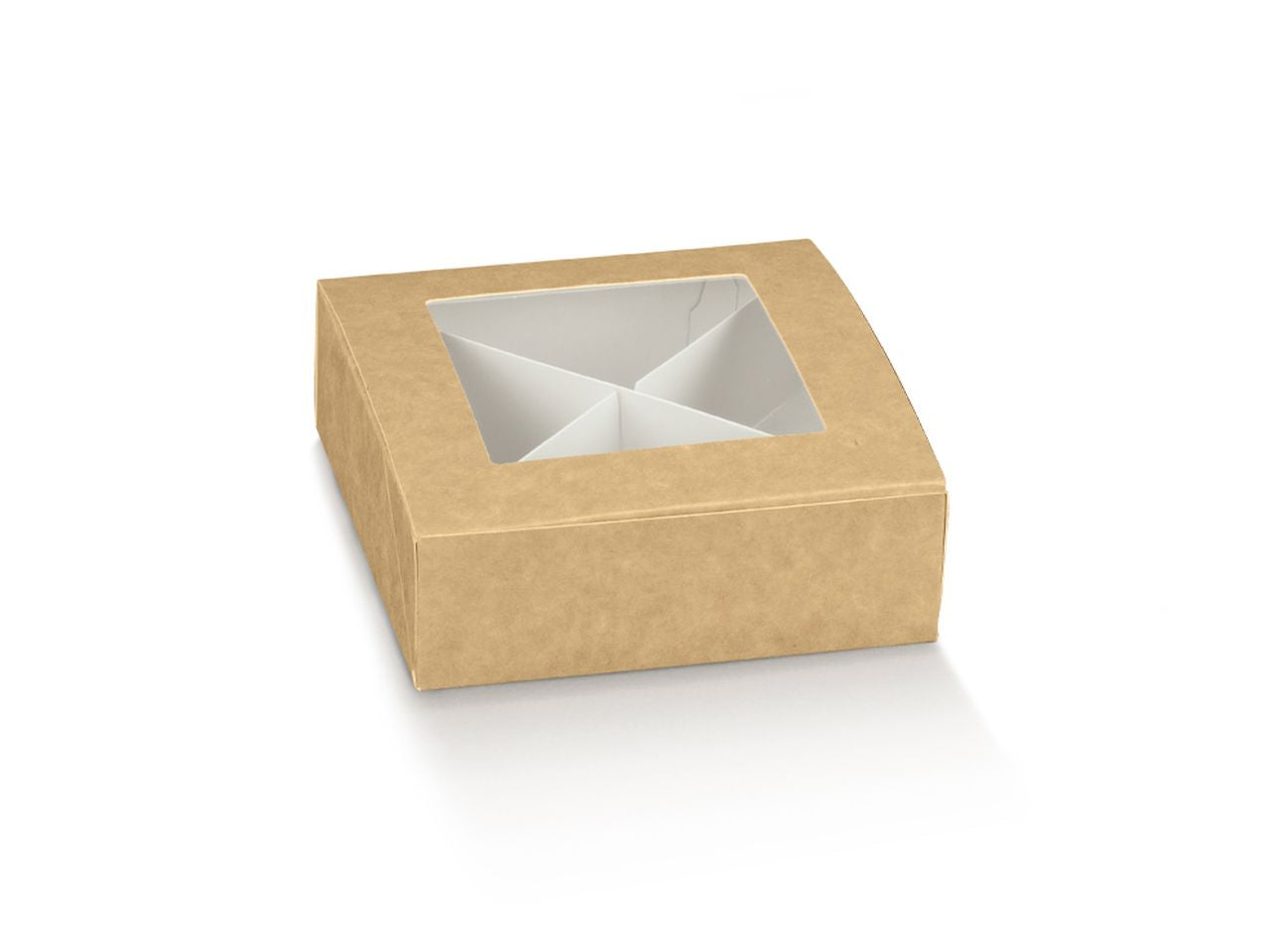 Linea nature scatola 8x8x3cm con finestra in plastica e divisori