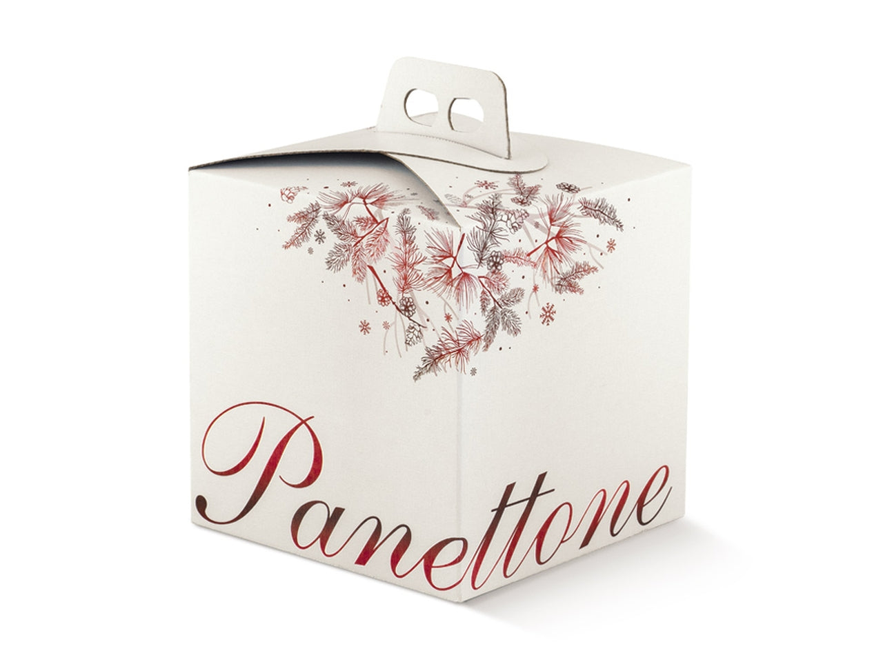 Scatola regalo porta panettone effetto lino bianco e rosso 21x21x22 cm - Scotton