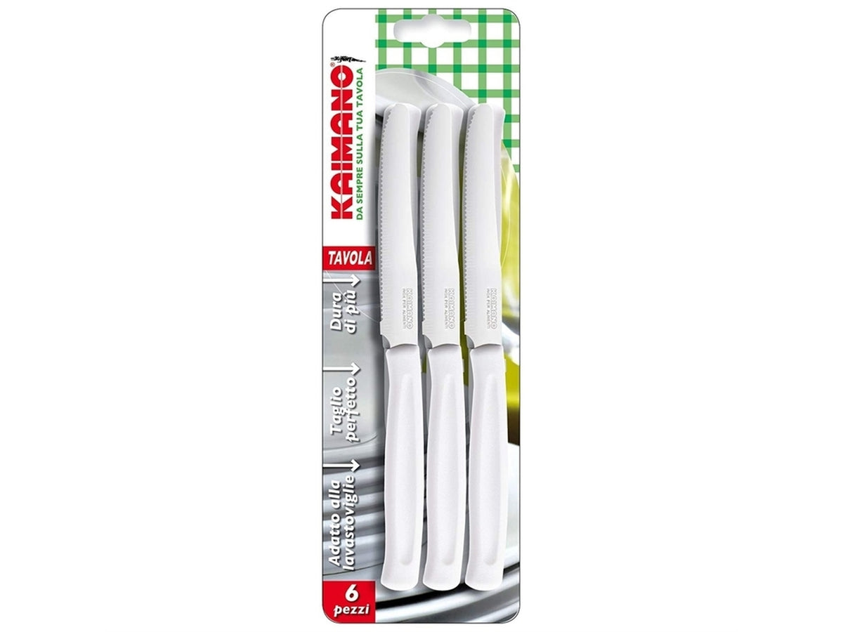 Coltelli da tavola lama dentata bianco dinamik 6 pezzi