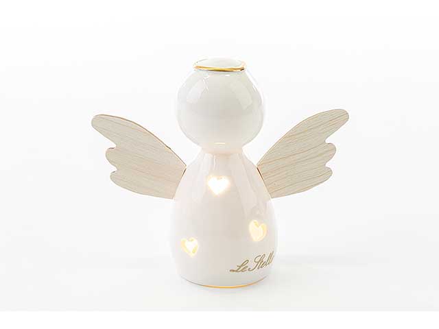 Angelo led porcellana/legno h16cm 53076