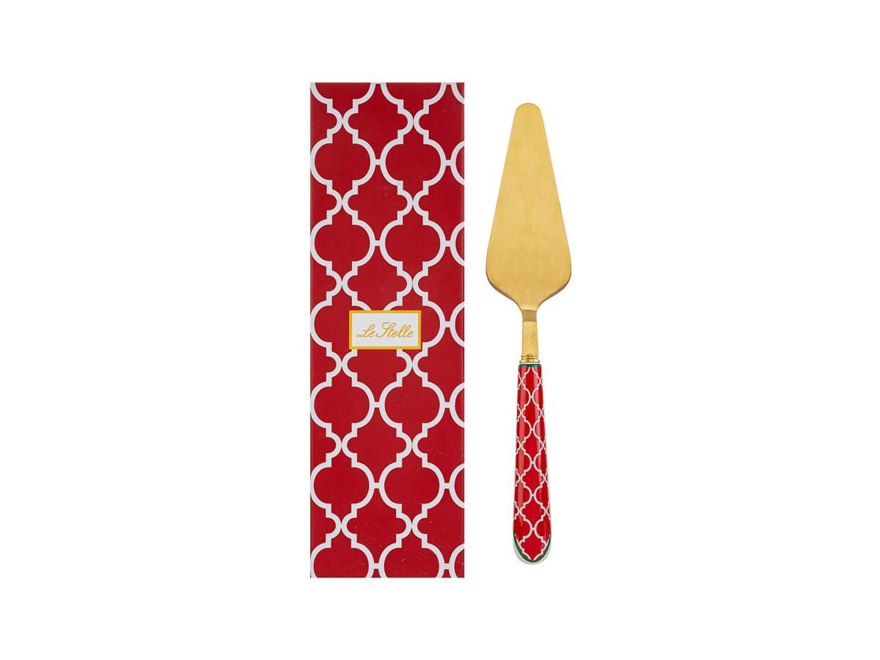 Paletta torta natalizio in ceramica e metallo rosso e dorato con scatola regalo 25 cm - Le Stelle