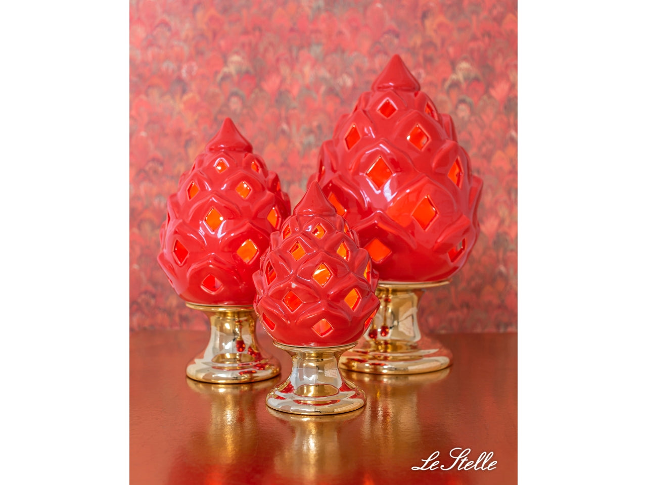 Pigna led porcellana rosso 11xh.19cm