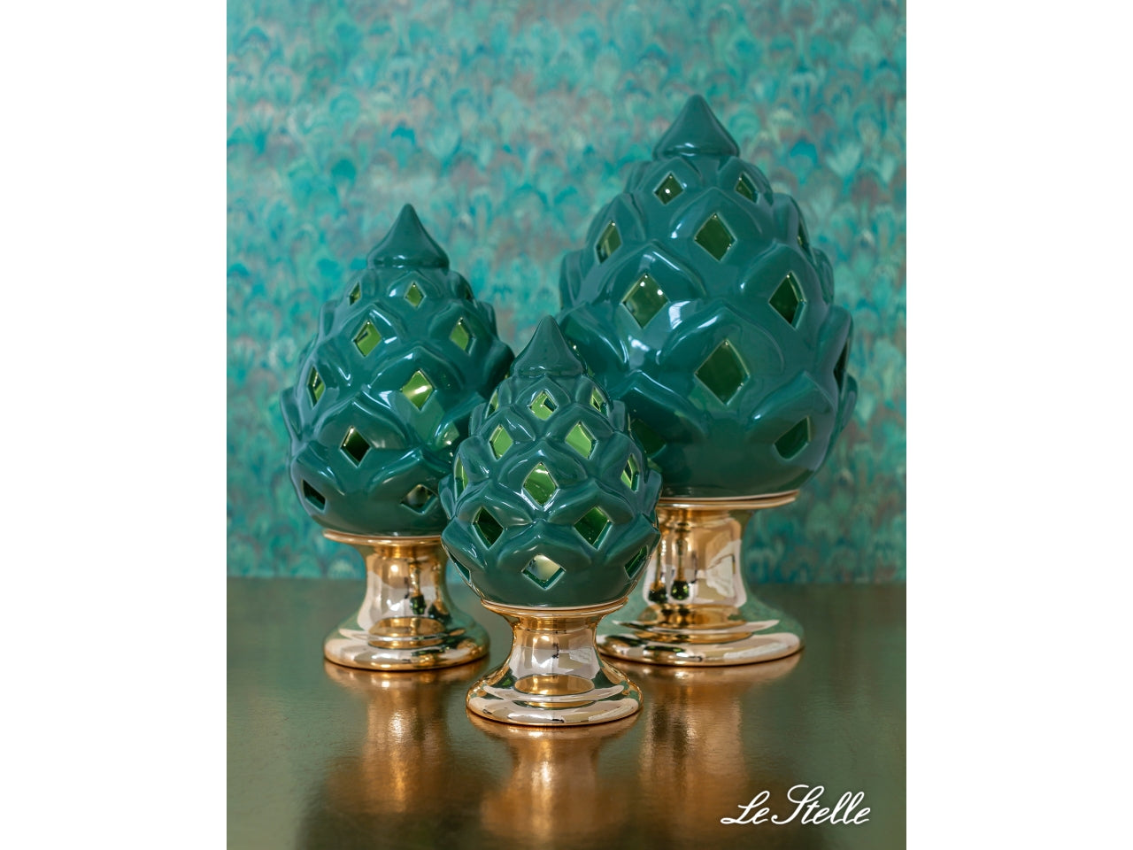 Pigna led porcellana verde 11xh.19cm
