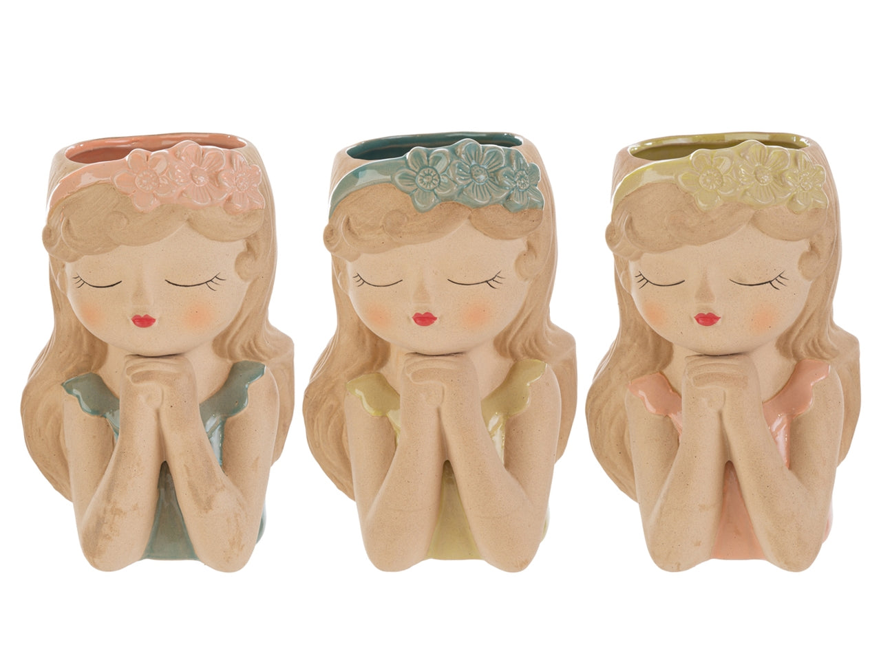 Vaso ceramica girl 6,5xh.9cm con shopper 3 assortimenti