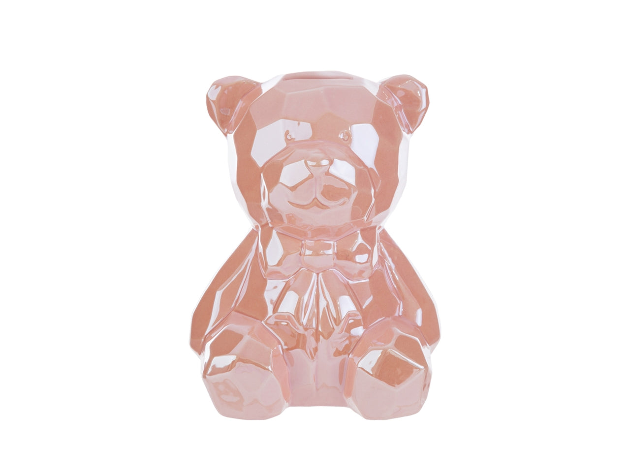Salvadanaio orsetto porcellana 14x13xh.18cm rosa con shopper