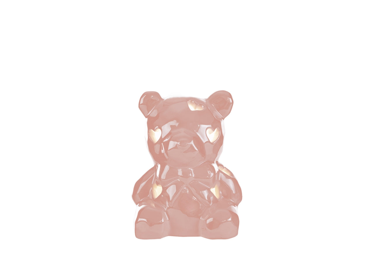 Orsetto porcellana led 8x7,5xh.10cm rosa con shopper