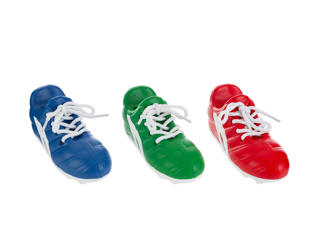 Salvadanaio scarpette calcio resina 17x7xh.8cm 3 colori assortiti