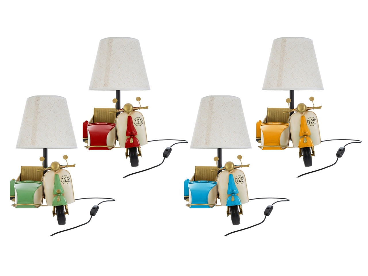 Lampada moto vintage metallo 34x29xh.22cm 4 colori assortiti