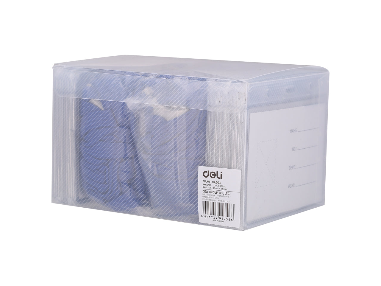 Deli portanome orizzontale con cordoncino blu