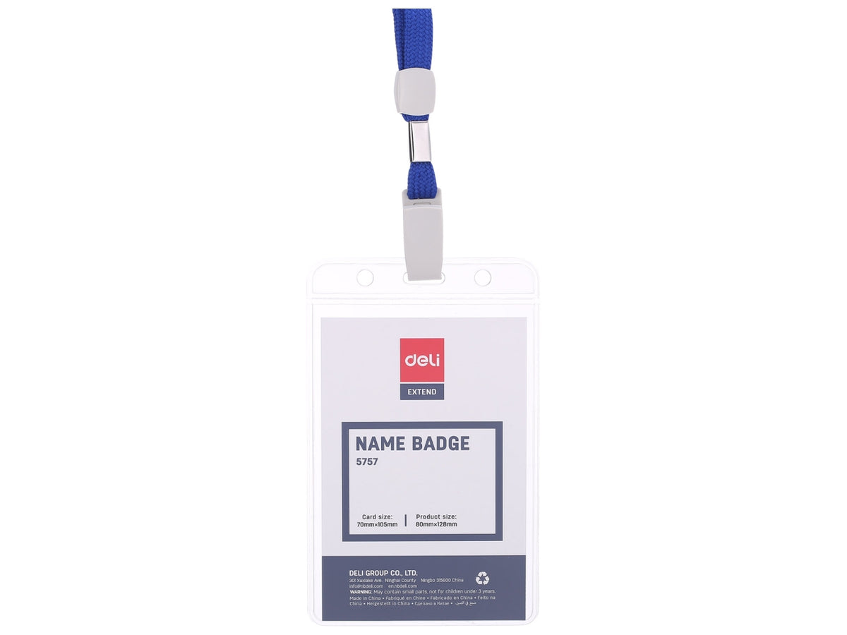 Deli portanome verticale con cordoncino blu