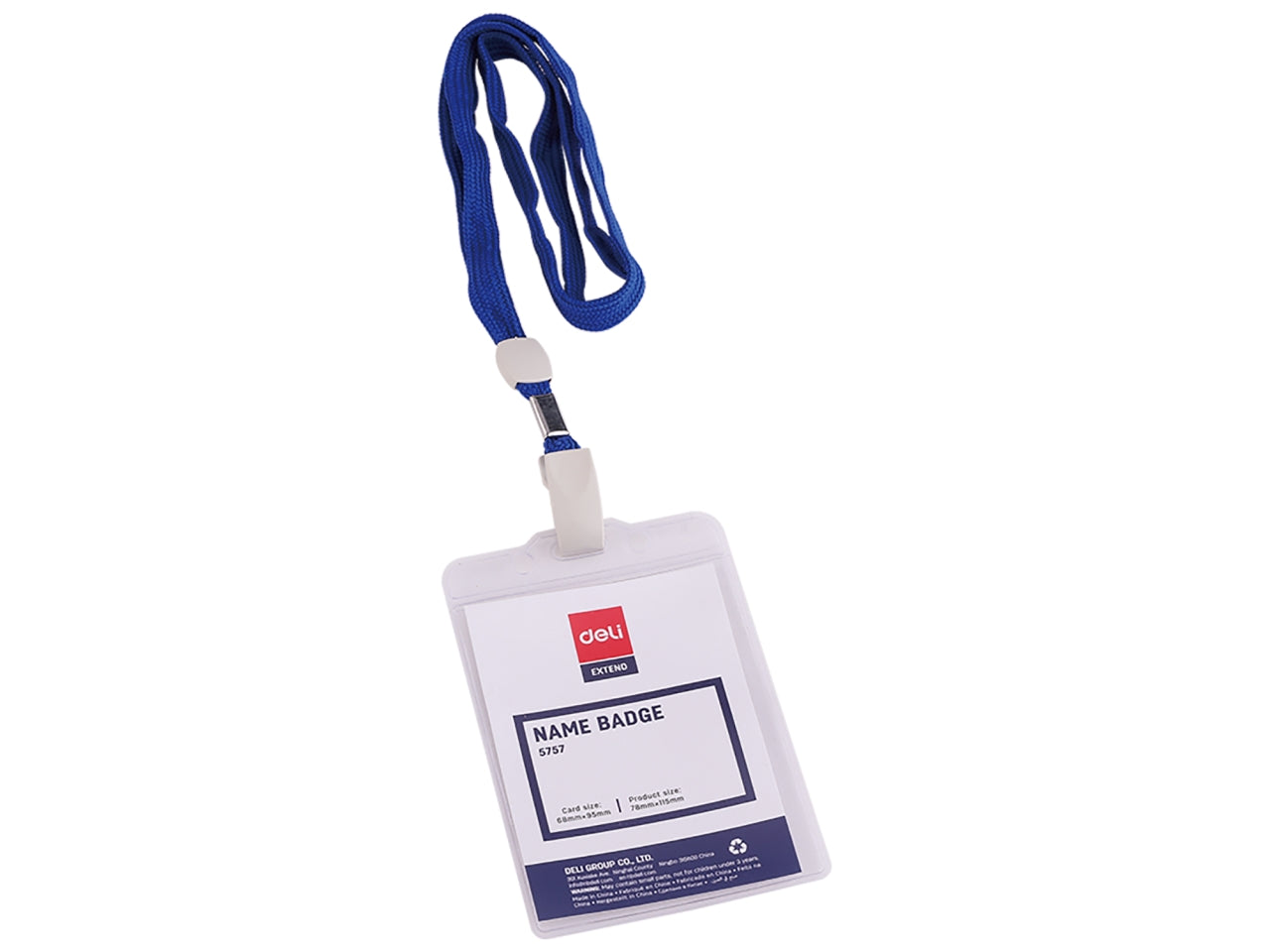 Deli portanome verticale con cordoncino blu