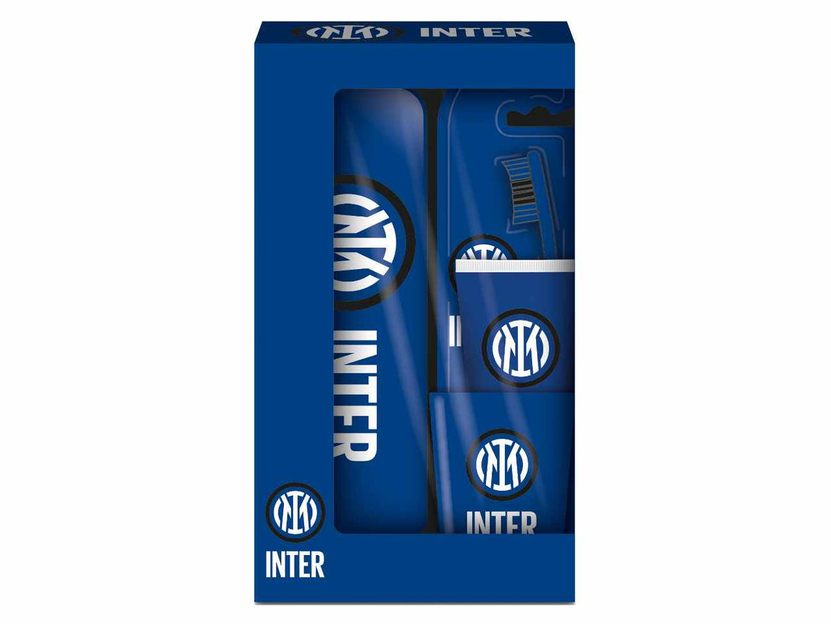 Inter set regalo igiene dentale con spazzolino, dentifricio 75ml, bicchierino e astuccio