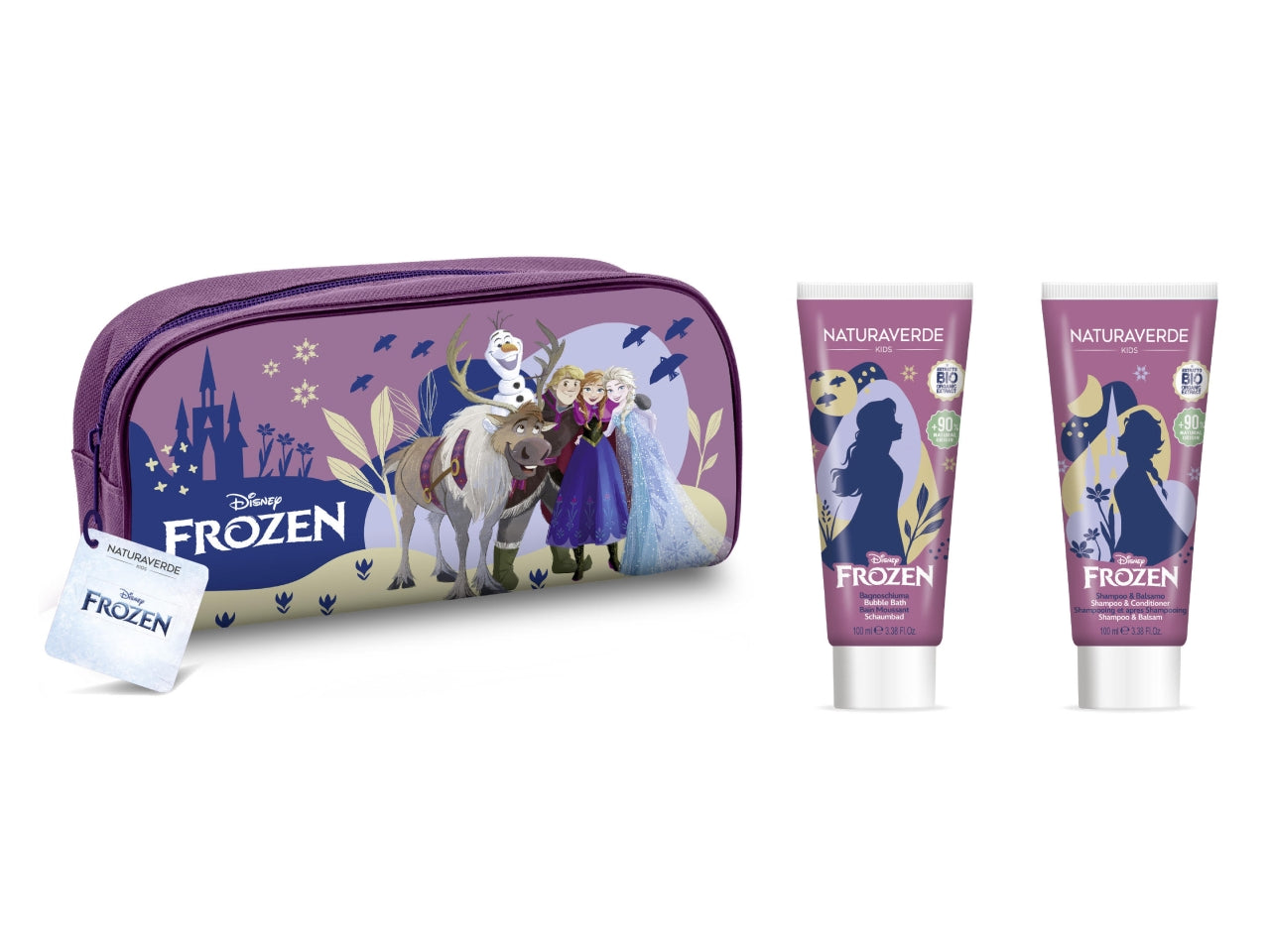 Beauty case set regalo di frozen contenente 1 shampoo da 100ml, 1 bagnoschiuma da 100ml e un beauty case misure 22,5x12,5x6cm