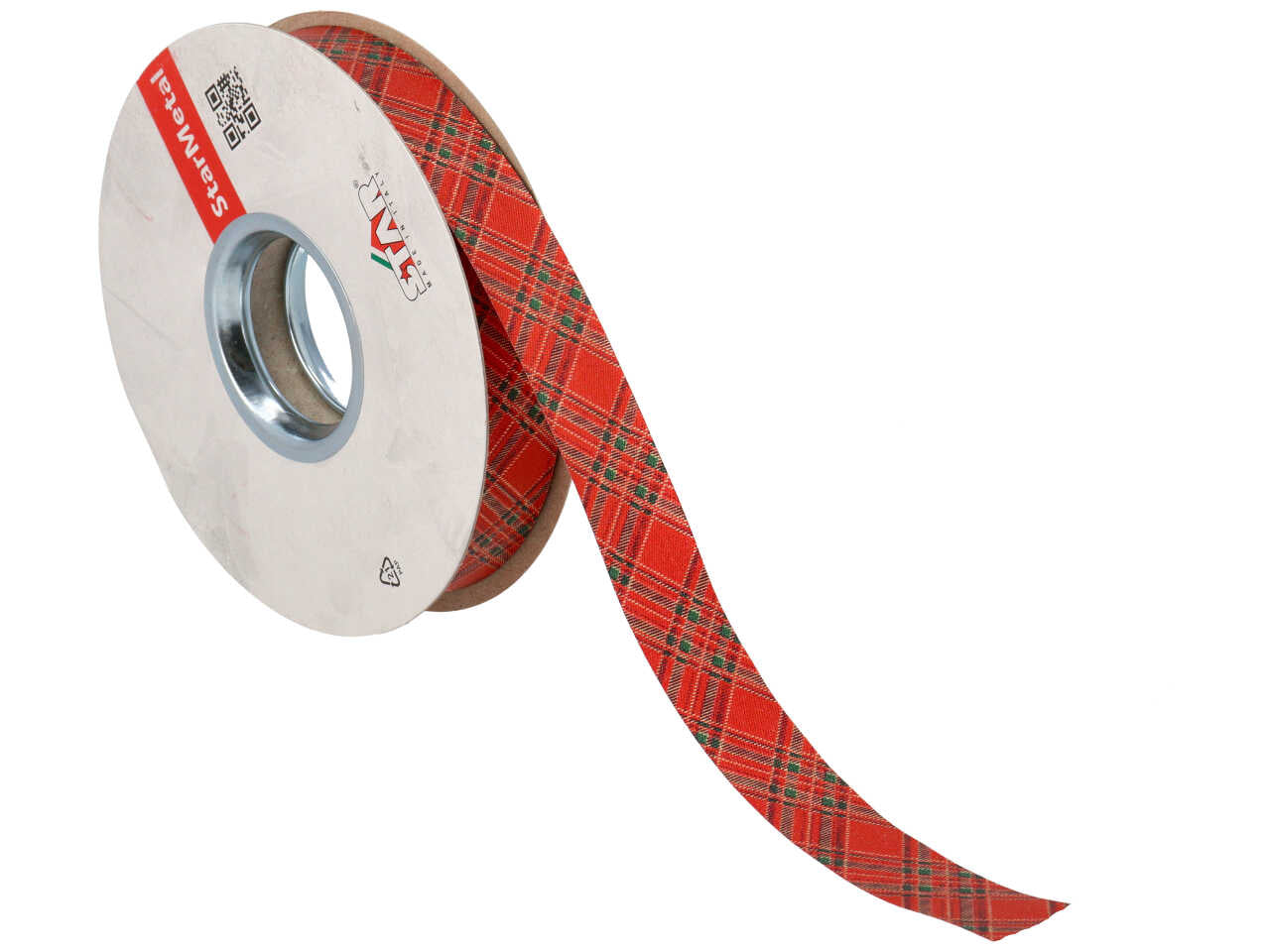 Nastro regalo tartan rosso e verde opaco ruvido in polipropilene - Star
