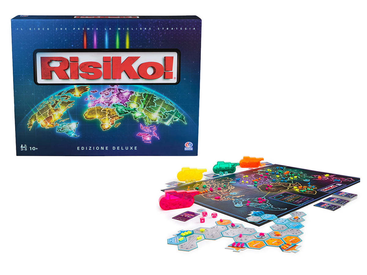 Risiko! Deluxe: Gioco da Tavolo Strategico, Carta e Plastica, Multicolore, Età 10+, Plancia Extra Large, Obiettivi Segreti - Spin Master