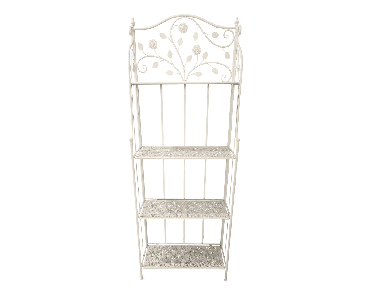 Mensoliera in ferro con 4 ripiani colore bianco 60x28x166cm