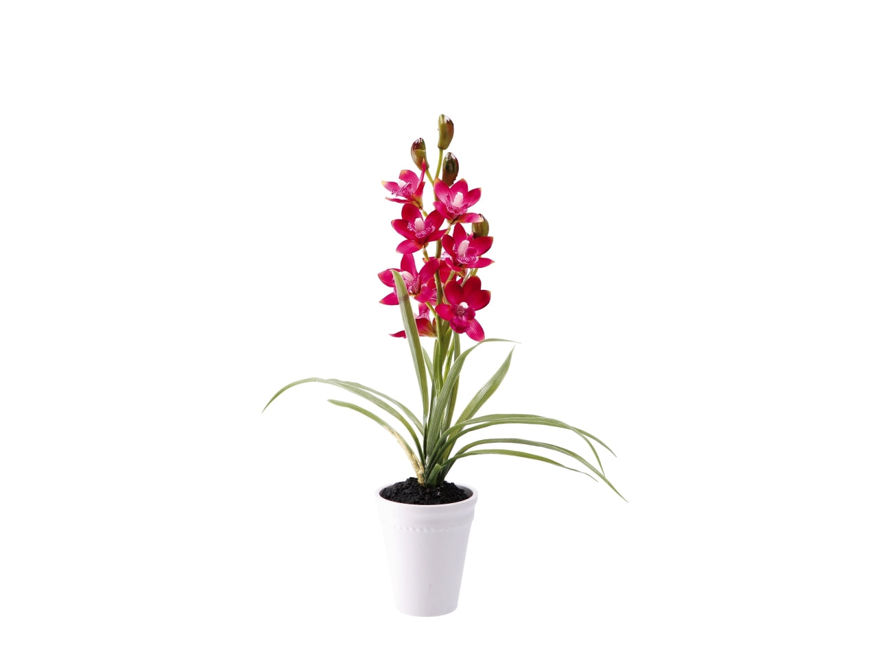 Piantina orchidea artficiale in vaso di melamina - colore assortiti realistico e flessibile con fogliame opaco - d.12xh.56cm - Star