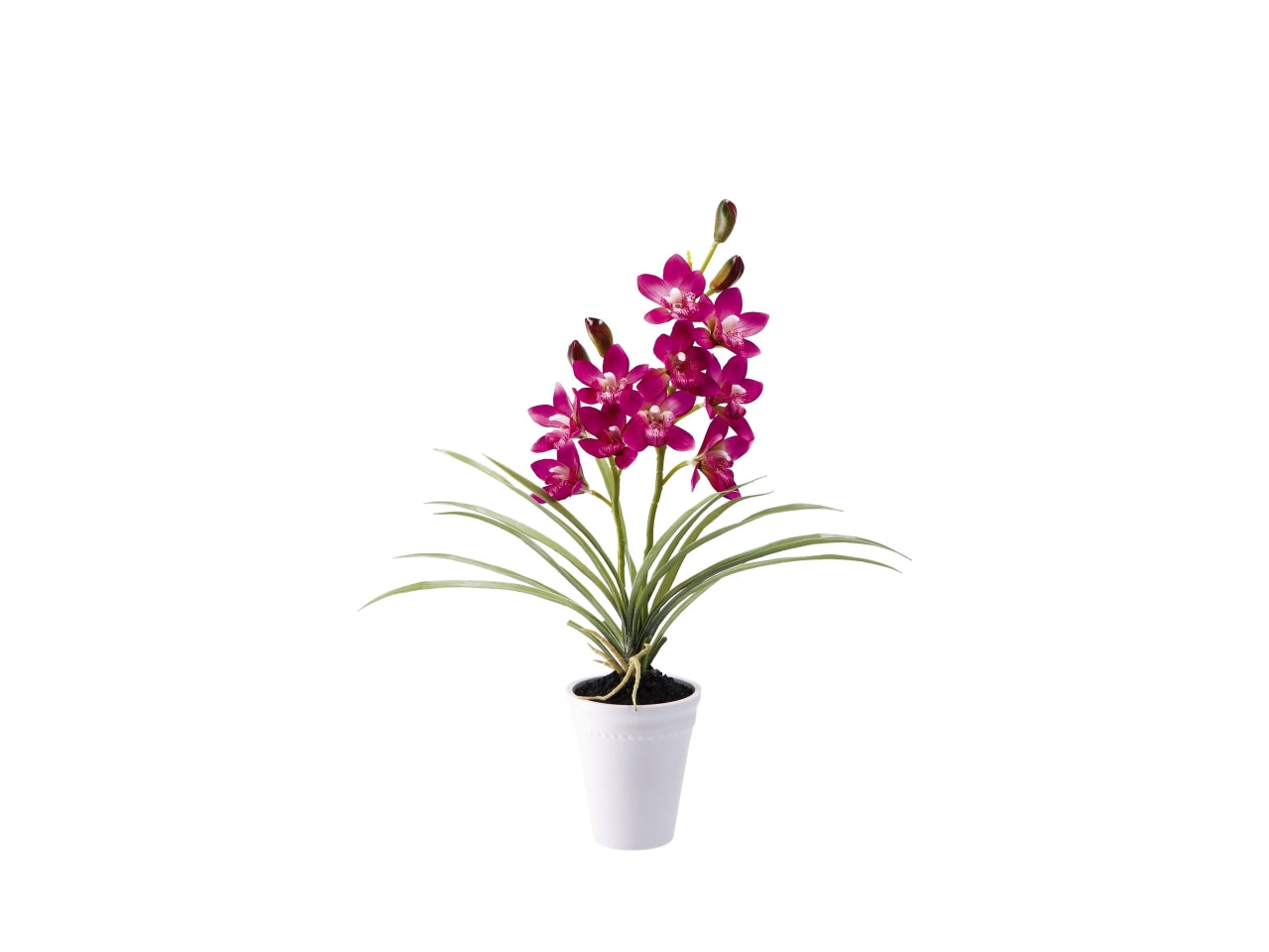 Piantina orchidea artficiale in vaso di melamina - colore assortiti realistico e flessibile con fogliame opaco - d.12xh.56cm - Star