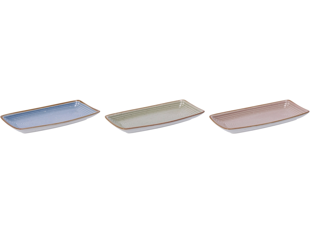 Vassoio rettangolare in ceramica toni pastello con lavorazione a rilievo, stile scandinavo, linea AD Trend, 3 colori disponibili - 20x9,5 cm- Star