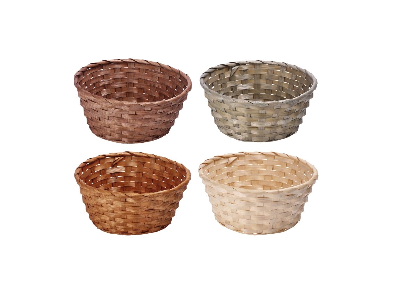 Cesto portaoggetti in bamboo intrecciato, stile country, tondo - 22,5xh.10cm - 4 colori disponibili - Star