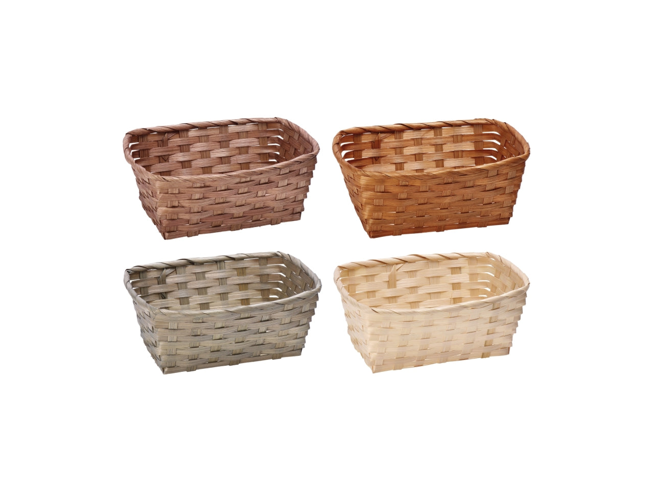 Cesto portaoggetti in bamboo intrecciato, stile country, rettangolare 23x17xh.10cm - 4 colori disponibili - Star