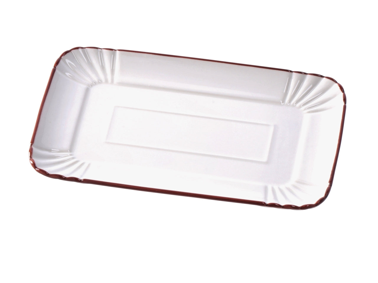 Vassoio rettangolare in porcellana avorio con bordo colorato,stile country, utilizzabile in forno e microonde, lavabile in lavastoviglie - 22x14,5xh1,5cm - Star