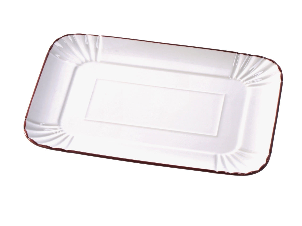 Vassoio rettangolare in porcellana avorio con bordo colorato,stile country, utilizzabile in forno e microonde, lavabile in lavastoviglie - 26x19xh1,5cm - Star