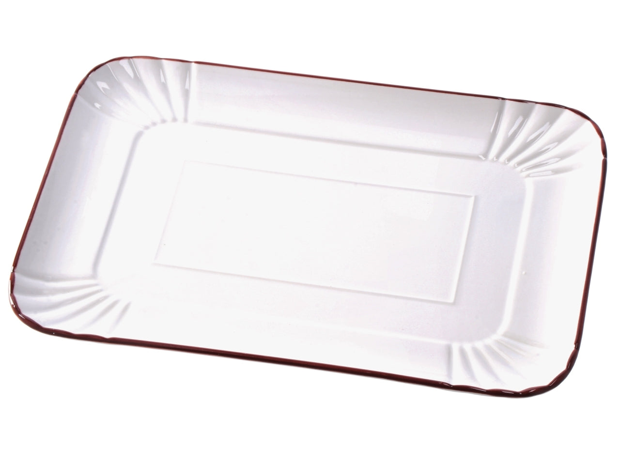 Vassoio rettangolare in porcellana avorio con bordo colorato,stile country, utilizzabile in forno e microonde, lavabile in lavastoviglie - 35x26xh.2cm - Star
