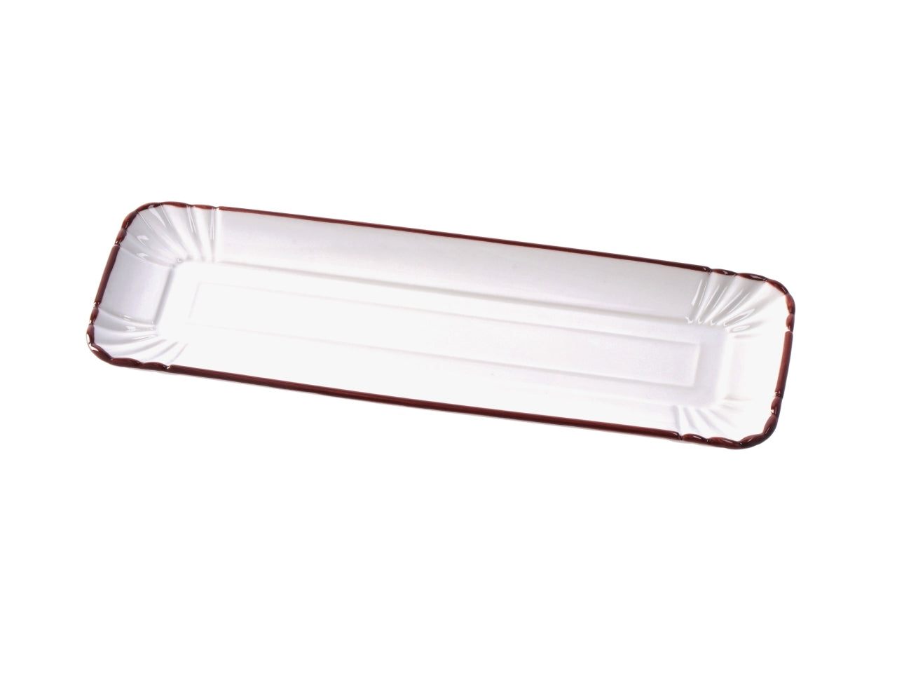 Vassoio rettangolare in porcellana avorio con bordo colorato, stile country, utilizzabile in forno e microonde, lavabile in lavastoviglie - 30x10,5x1,5 cm - Star
