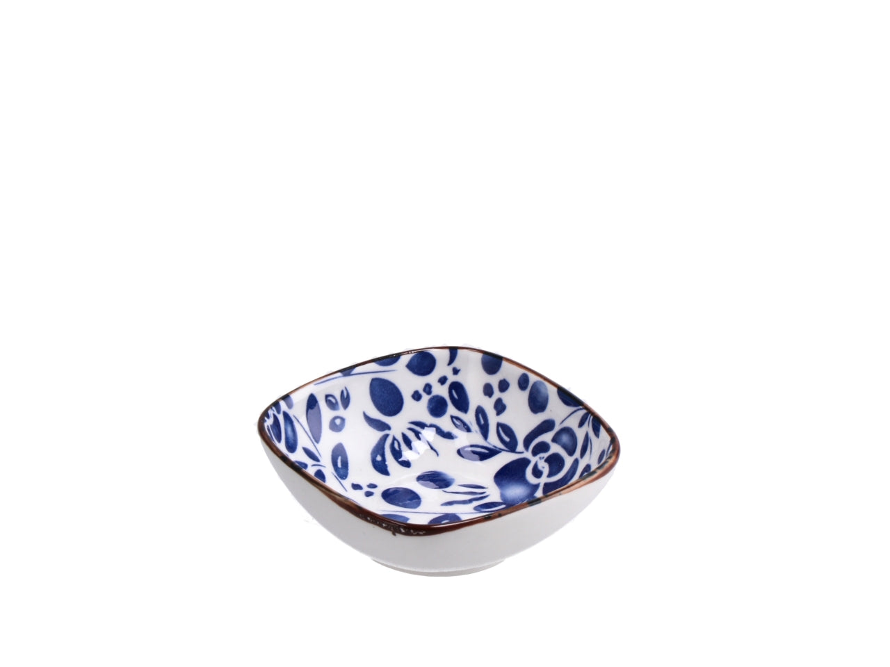 Ciotola in ceramica blu a fantasia floreale e botanica 8x8x3cm - Star