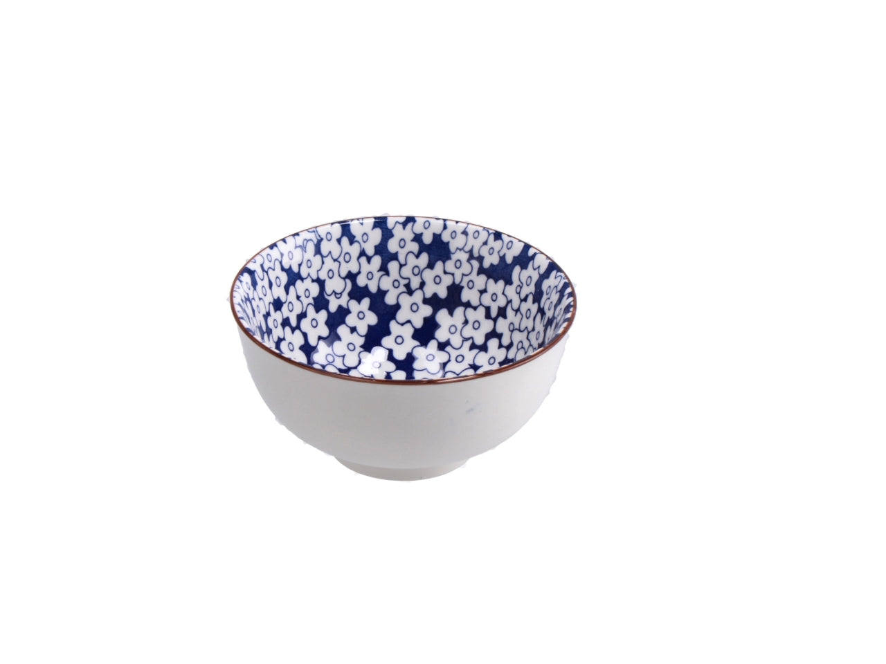 Ciotola in ceramica blu a fantasia floreale e botanica 9x5cm - Star
