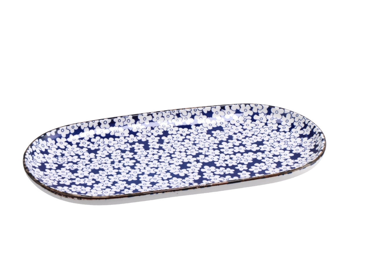 Ciotola in ceramica blu e beige florealee botanica 27x14x2 cm - Star