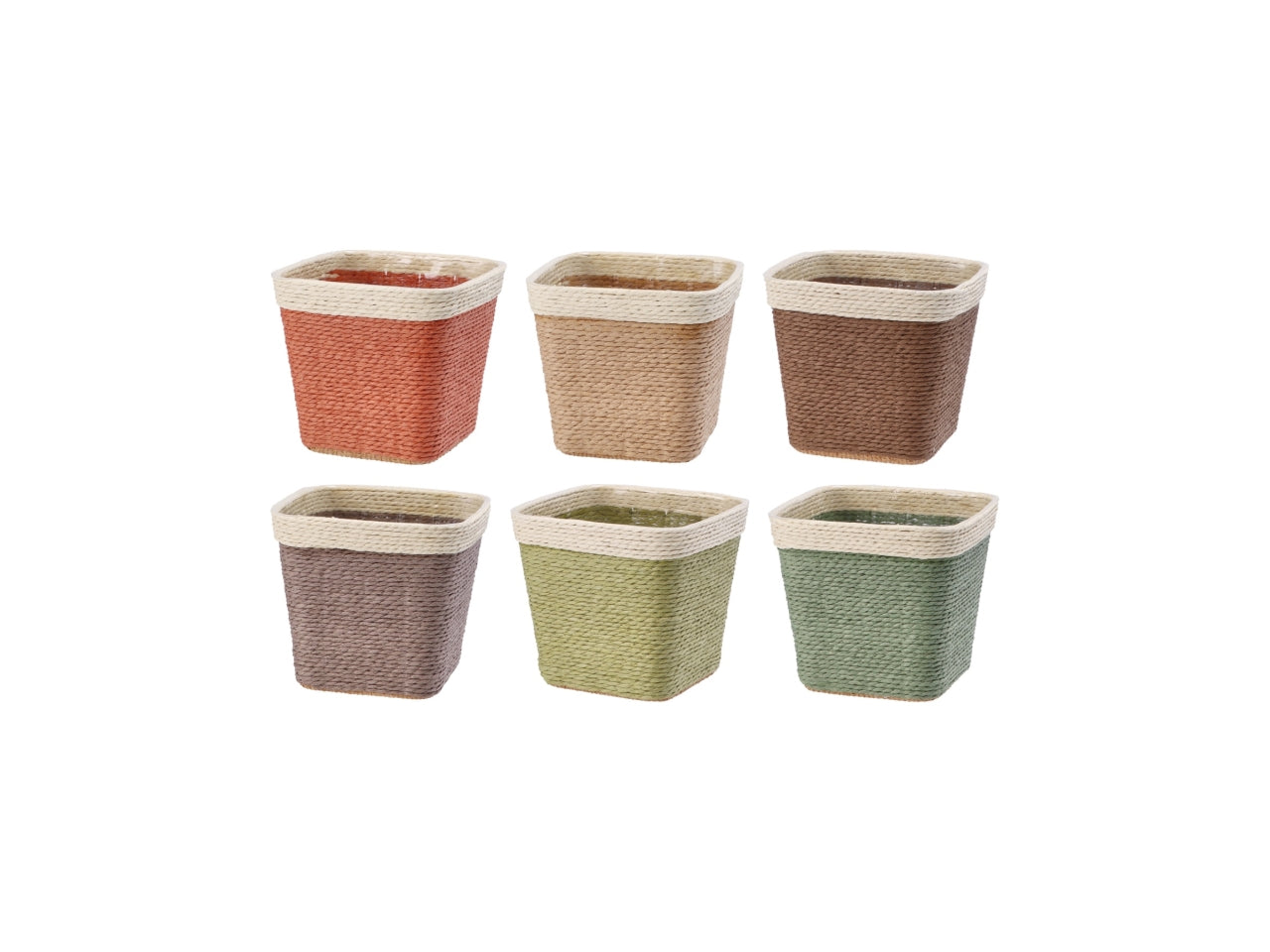 Portavaso da interno country in carta e polietilene multicolor 12x12x10,5 cm - Star