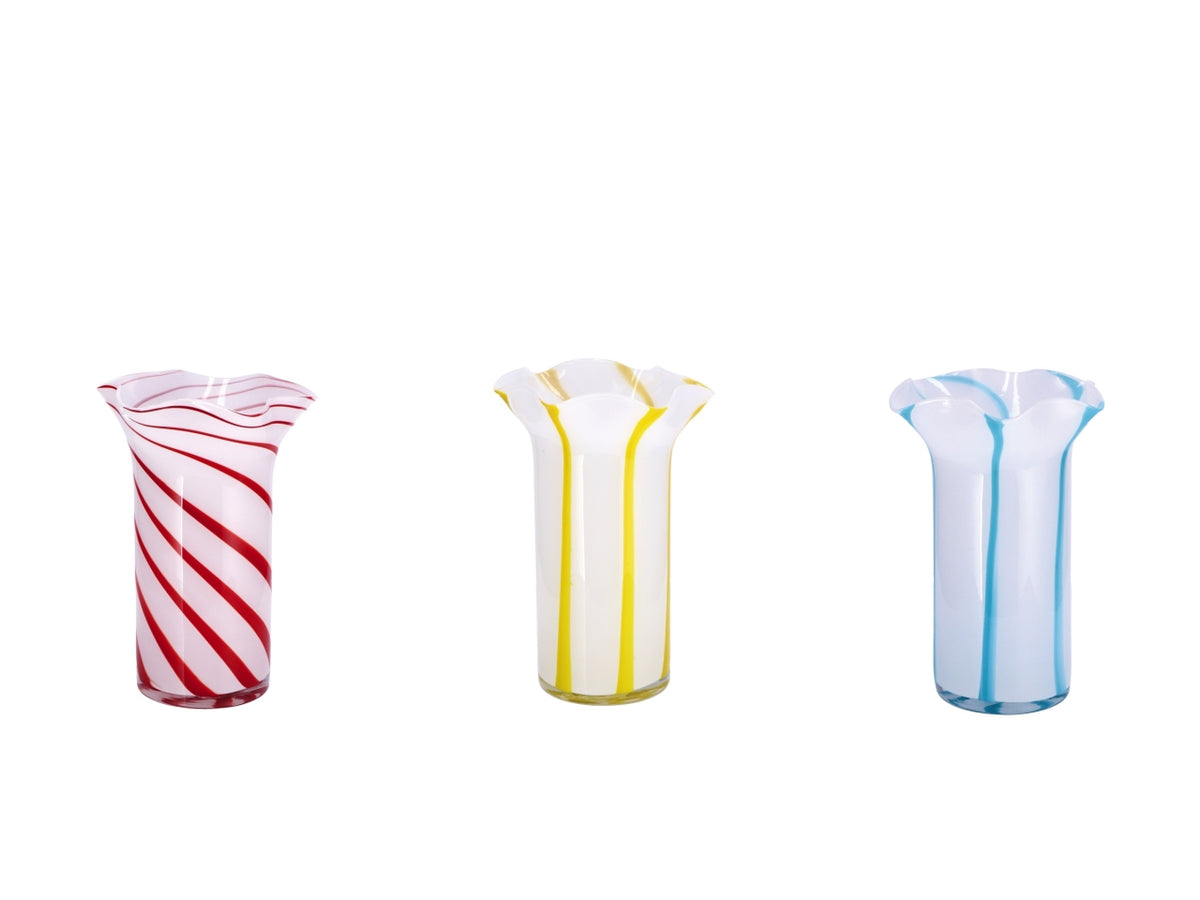 Vaso moderno in vetro 3 colori assortiti rigata 16x25 cm - Star $